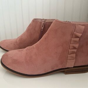 Pink Suede Ankle Boots